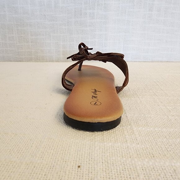 NWOT M Style Slip On Sandals Flat Heel Brown Faux Leather and Suede W - 7  A244 - Picture 5 of 12